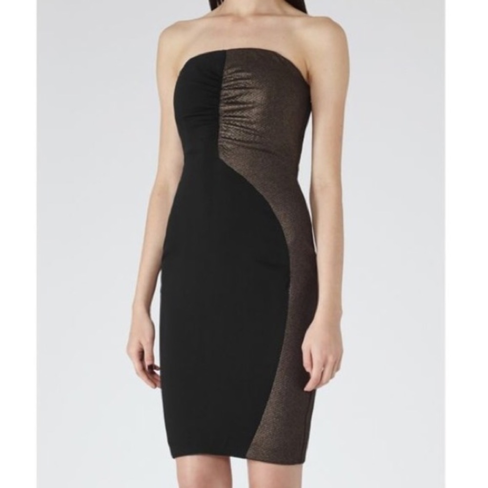 Reiss Celeste Strapless Metallic Panel Dress